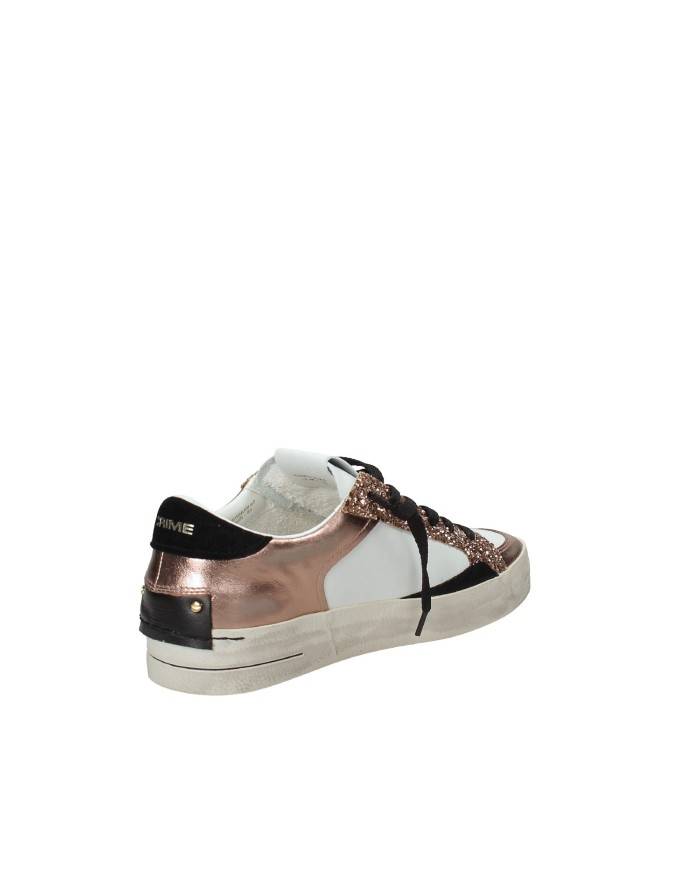 Crime London Sk8 Delux.25110 Sneaker basse donna in pelle e glitter Bianco e Rame