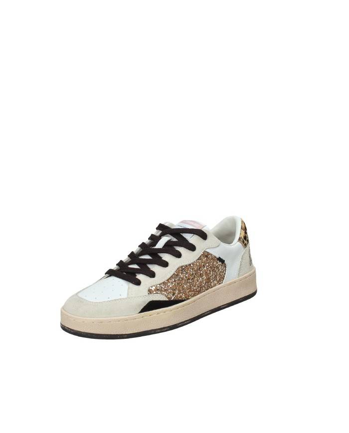 Crime London Chelsea.25206 Sneaker bassa donna glitter oro e pelle Bianco e Oro