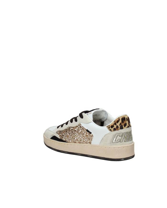 Crime London Chelsea.25206 Sneaker bassa donna glitter oro e pelle Bianco e Oro