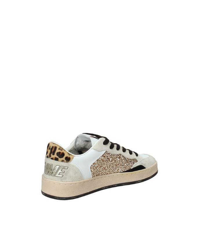 Crime London Chelsea.25206 Sneaker bassa donna glitter oro e pelle Bianco e Oro