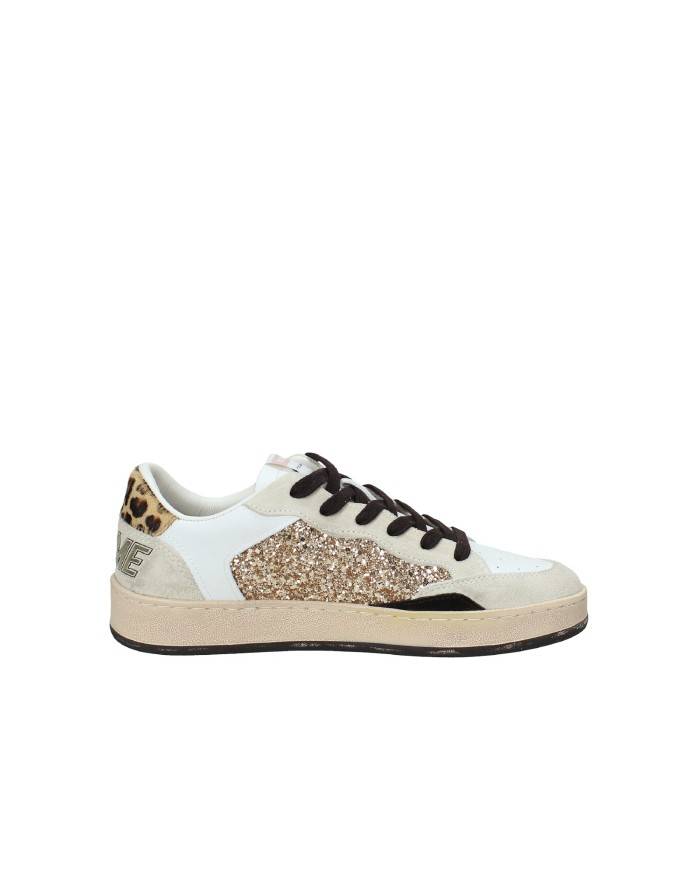 Crime London Chelsea.25206 Sneaker bassa donna glitter oro e pelle Bianco e Oro