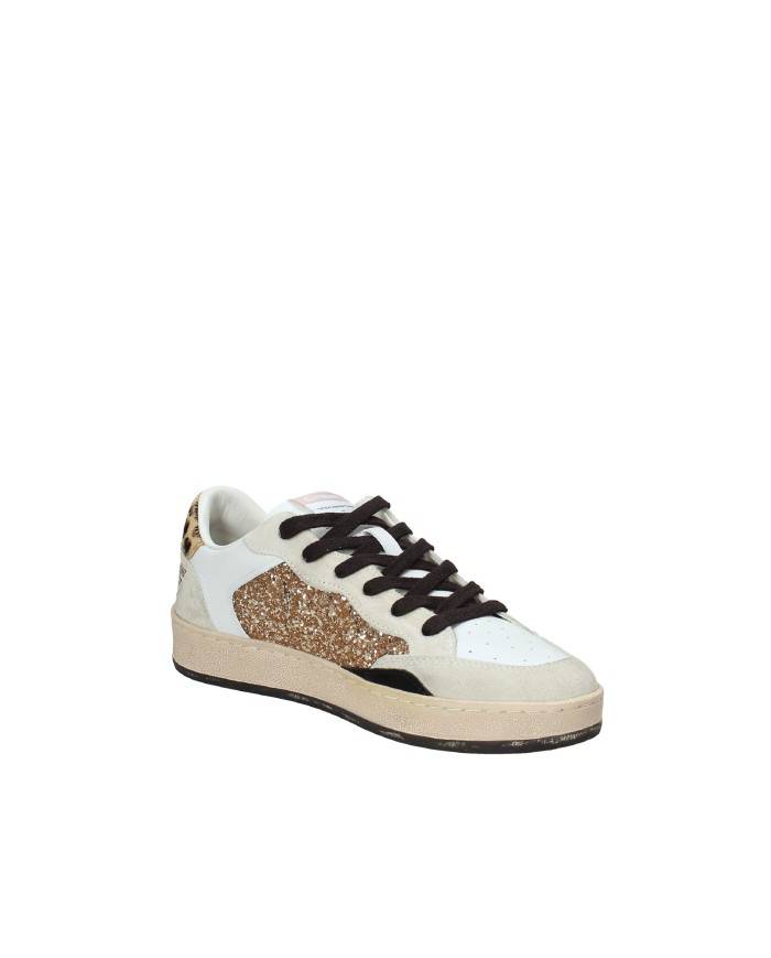 Crime London Chelsea.25206 Sneaker bassa donna glitter oro e pelle Bianco e Oro