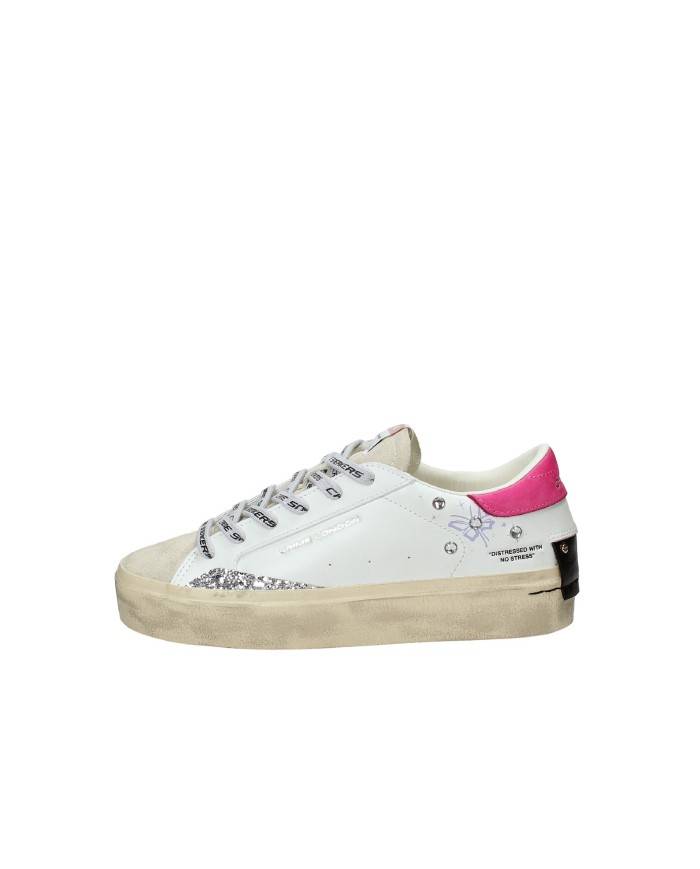 Crime London Distressed.25073 Sneaker bassa donna in pelle e camoscio Bianco e Fuxia