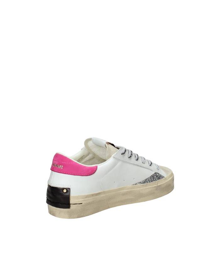 Crime London Distressed.25073 Sneaker bassa donna in pelle e camoscio Bianco e Fuxia