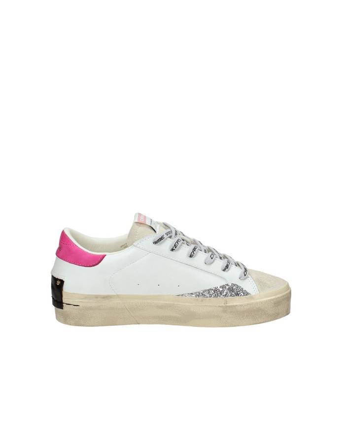 Crime London Distressed.25073 Sneaker bassa donna in pelle e camoscio Bianco e Fuxia