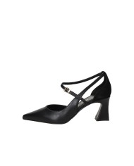 Albano 2915 Décolleté spezzato con cinturino in pelle e camoscio Nero