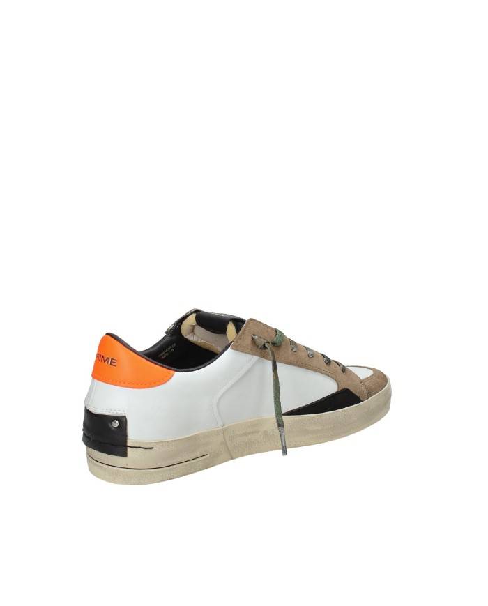 Crime London Sk8 Delux.11106 Sneaker basse uomo in pelle e patch camoscio Bianco e Taupe Crime London Sk8 Delux.11106 Sneaker basse uomo in pelle e patch camoscio Bianco e Taupe