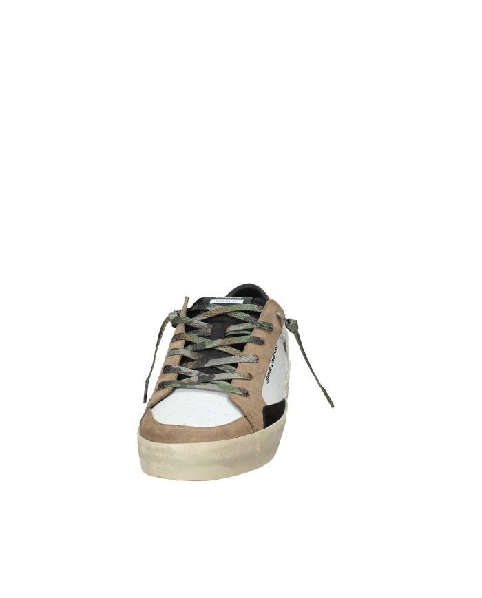 Crime London Sk8 Delux.11106 Sneaker basse uomo in pelle e patch camoscio Bianco e Taupe Crime London Sk8 Delux.11106 Sneaker basse uomo in pelle e patch camoscio Bianco e Taupe