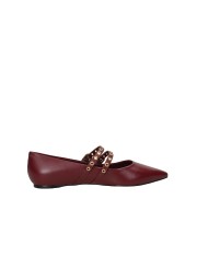 Carrano 507084 Ballerina con due cinturini borchiati in pelle Bordeaux