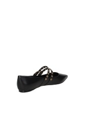 Carrano 507084 Ballerina con due cinturini borchiati in pelle Nero