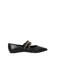 Carrano 507084 Ballerina con due cinturini borchiati in pelle Nero