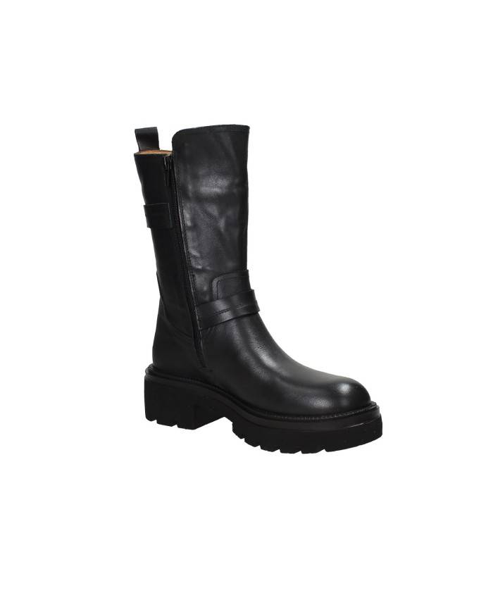 Albano 3037 Anfibio carrarmato "biker" da donna in pelle Nero Albano 3037 Anfibio carrarmato "biker" da donna in pelle Nero