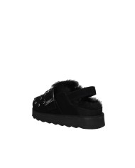Colors of California stormy65 Sabot slingback con pelo e strass in camoscio Nero