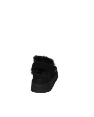 Colors of California stormy65 Sabot slingback con pelo e strass in camoscio Nero