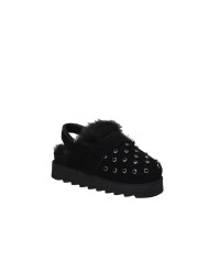 Colors of California stormy65 Sabot slingback con pelo e strass in camoscio Nero