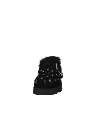 Colors of California stormy65 Sabot slingback con pelo e strass in camoscio Nero