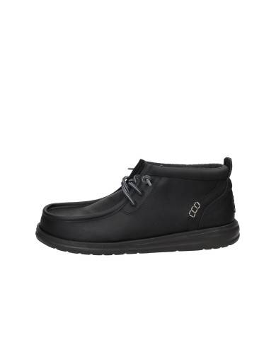 Hey Dude Shoes Wally Mid Grip Classic.060 Polacchino uomo in eco nabuk Nero Hey Dude Shoes Wally Mid Grip Classic.060 Polacchino uomo in eco nabuk Nero
