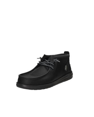 Hey Dude Shoes Wally Mid Grip Classic.060 Polacchino uomo in eco nabuk Nero Hey Dude Shoes Wally Mid Grip Classic.060 Polacchino uomo in eco nabuk Nero