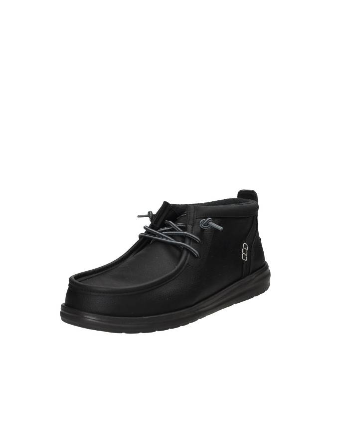 Hey Dude Shoes Wally Mid Grip Classic.060 Polacchino uomo in eco nabuk Nero Hey Dude Shoes Wally Mid Grip Classic.060 Polacchino uomo in eco nabuk Nero