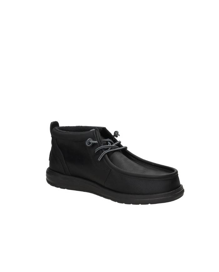Hey Dude Shoes Wally Mid Grip Classic.060 Polacchino uomo in eco nabuk Nero Hey Dude Shoes Wally Mid Grip Classic.060 Polacchino uomo in eco nabuk Nero