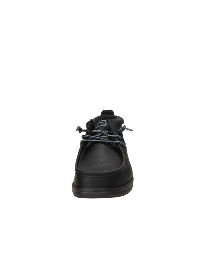 Hey Dude Shoes Wally Mid Grip Classic.060 Polacchino uomo in eco nabuk Nero Hey Dude Shoes Wally Mid Grip Classic.060 Polacchino uomo in eco nabuk Nero