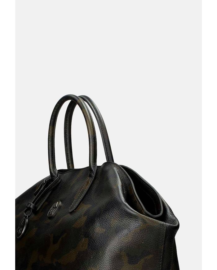 Ash Jacqueline.06 Borsa grande a mano e a tracolla in pelle camouflage Verde Militare Ash Jacqueline.06 Borsa grande a mano e a tracolla in pelle camouflage Verde Militare