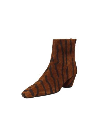 JVAM Beatrice40005 Tronchetto donna con zip in camoscio animalier Cognac