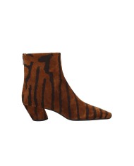JVAM Beatrice40005 Tronchetto donna con zip in camoscio animalier Cognac