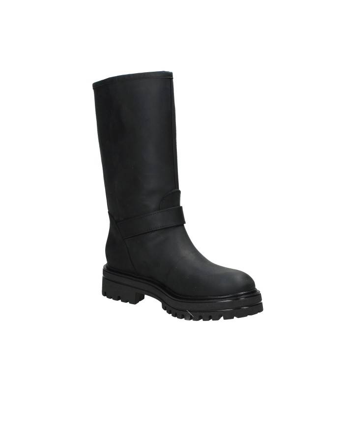 VSL 7883 Stivale con carrarmato stile biker in nabuk Nero