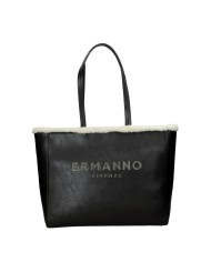 Ermanno Firenze 12401988 Borsa Large con ecopelliccia e in ecopelle Nero