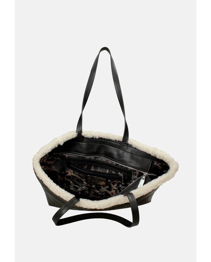 Ermanno Firenze 12401988 Borsa Large con ecopelliccia e in ecopelle Nero