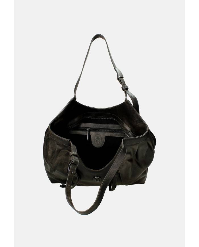 Ash Fiona Borsa donna due manici in vera pelle Grigio Scuro