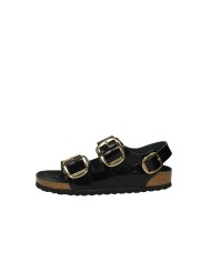 Birkenstock Milano Big.1024211 Sandalo 3 fibbie in pelle spazzolata effetto vernice Nero