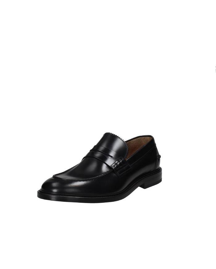 Rossi 1417 Mocassino classico liscio in pelle spazzolata Nero