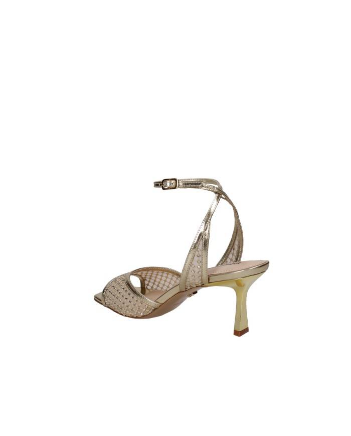 Lola Cruz 190z17bk Sandalo rete e strass in laminato specchio Oro