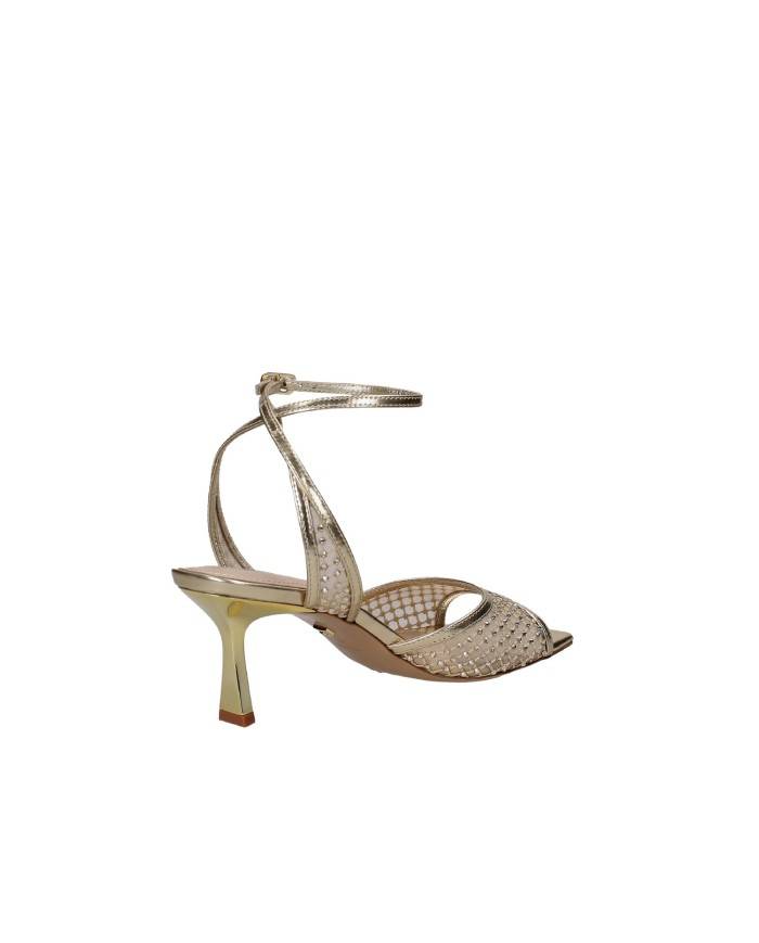 Lola Cruz 190z17bk Sandalo rete e strass in laminato specchio Oro
