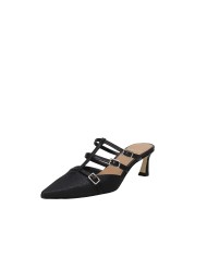 Chantal 2535 Sabot tre cinturini in pelle e rafia Nero
