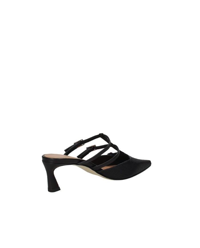 Chantal 2535 Sabot tre cinturini in pelle e rafia Nero