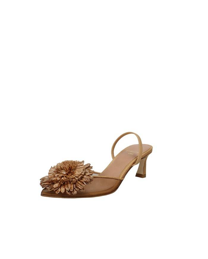 Chantal 2543 Décolleté slingback in pelle e rafia Cammello