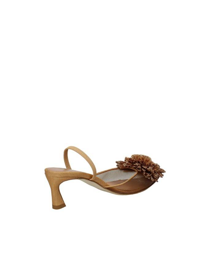 Chantal 2543 Décolleté slingback in pelle e rafia Cammello