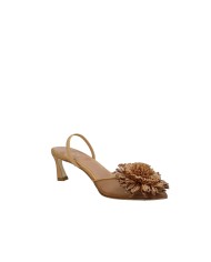 Chantal 2543 Décolleté slingback in pelle e rafia Cammello