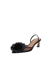 Chantal 2543 Décolleté slingback in pelle e rafia Nero