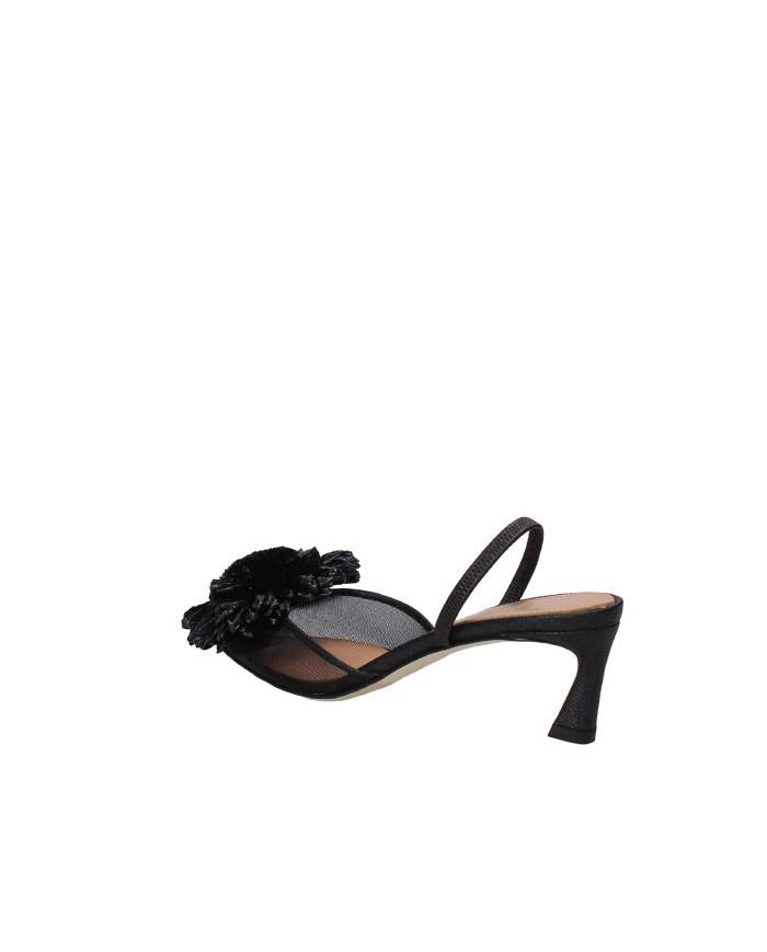 Chantal 2543 Décolleté slingback in pelle e rafia Nero