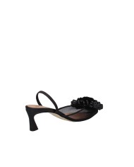 Chantal 2543 Décolleté slingback in pelle e rafia Nero