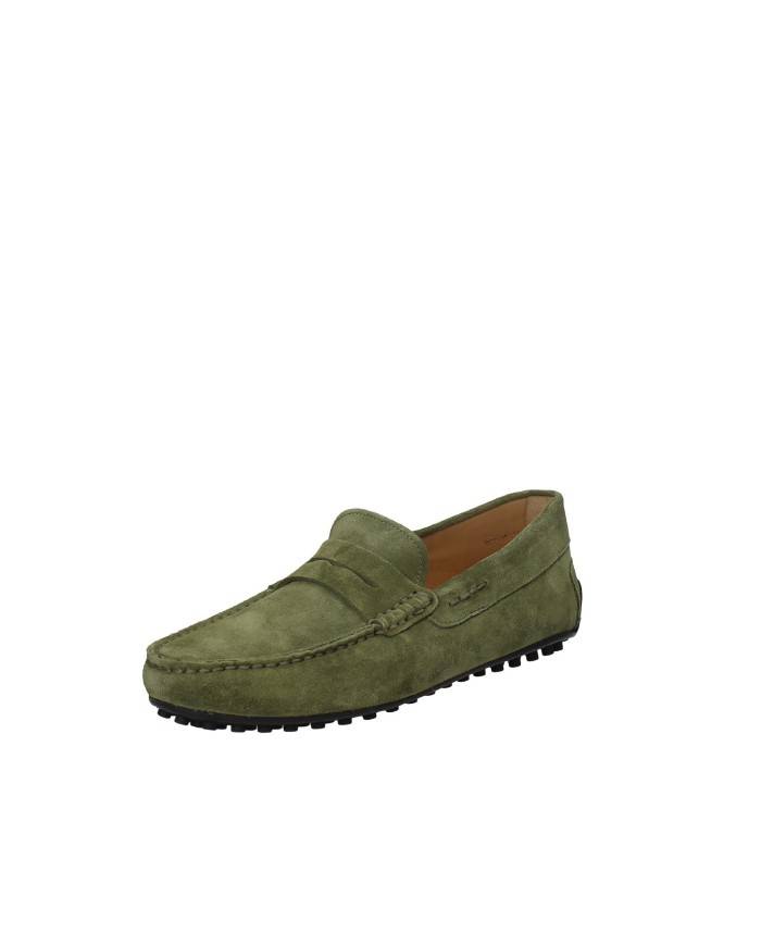 Rossano Bisconti 562-02 Mocassino uomo carshoes in camoscio Verde Militare