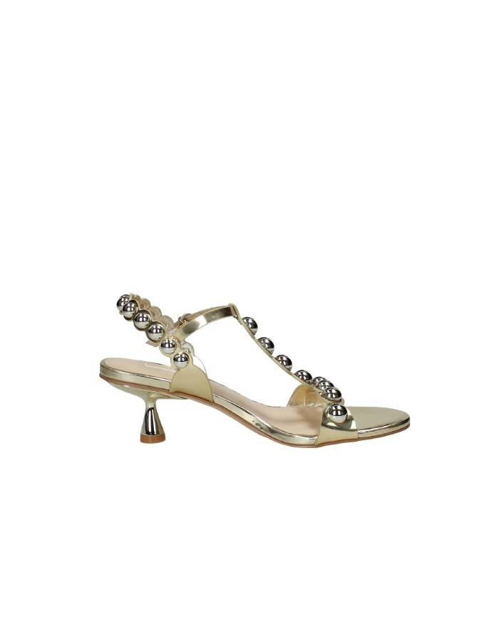 Jeannot 637.T Sandalo scalzato con borchie tonde in vernice Platino