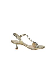 Jeannot 637.T Sandalo scalzato con borchie tonde in vernice Platino