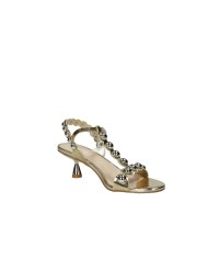 Jeannot 637.T Sandalo scalzato con borchie tonde in vernice Platino