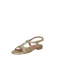 Bibi Lou 820z94hg Sandalo basso con strass in tessuto e laminato Oro