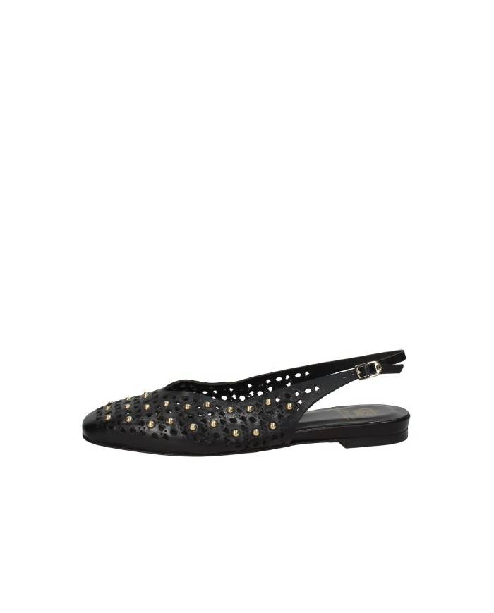 L'Arianna CH2524 Ballerina slingback in pelle traforata Nero